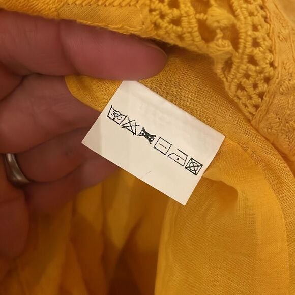 Tularosa Mustard Brocade Sundress with Cream Lace Trim - Picture 5 of 7